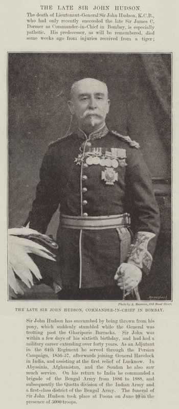 De overleden Sir John Hudson, opperbevelhebber in Bombay door English Photographer