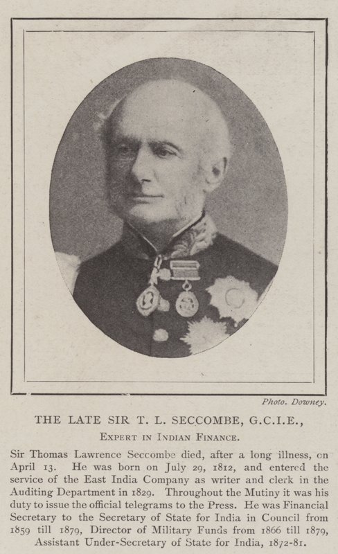 De overleden Sir T L Seccombe, GCIE, expert in Indiase financiën door English Photographer