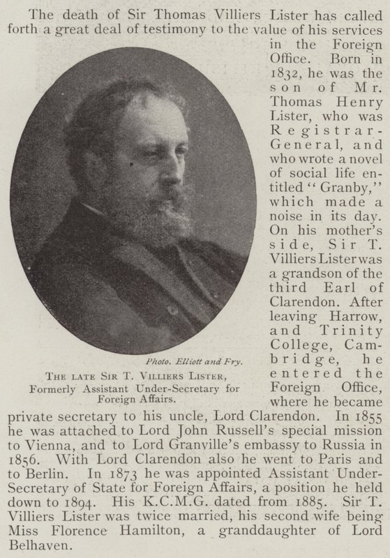 De wijlen Sir T Villiers Lister, voormalig adjunct-ondersecretaris voor Buitenlandse Zaken door English Photographer