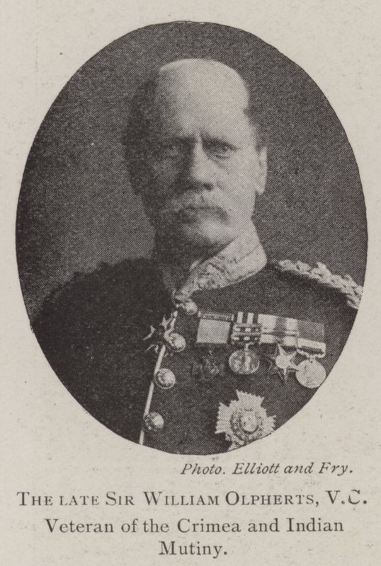 De overleden Sir William Olpherts, VC, veteraan van de Krimoorlog en de Indiase opstand door English Photographer