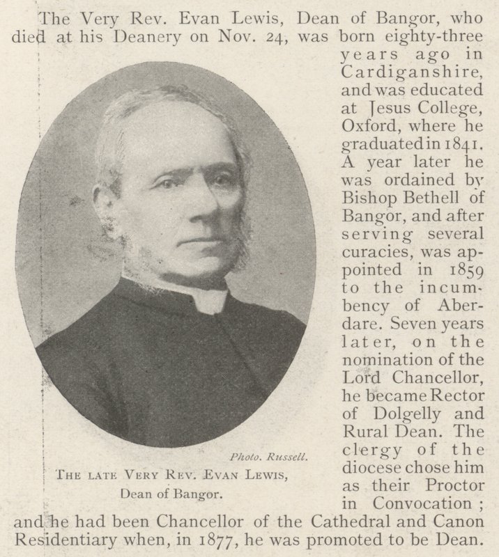 De overleden Zeer Eerwaarde Evan Lewis, decaan van Bangor door English Photographer