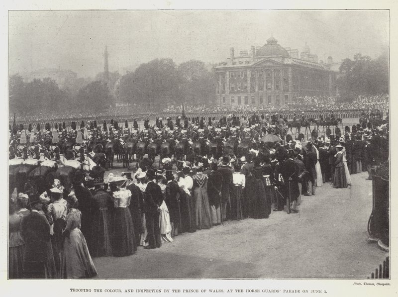 Trooping the Colour, en Inspectie door de Prins van Wales, op de Horse Guards Parade op 3 juni door English Photographer