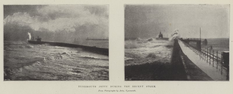 Tynemouth Pier tijdens de Recente Storm door English Photographer