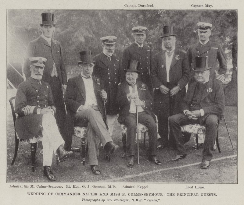 Huwelijk van Commandant Napier en Miss E Culme-Seymour, de Hoofdgasten door English Photographer