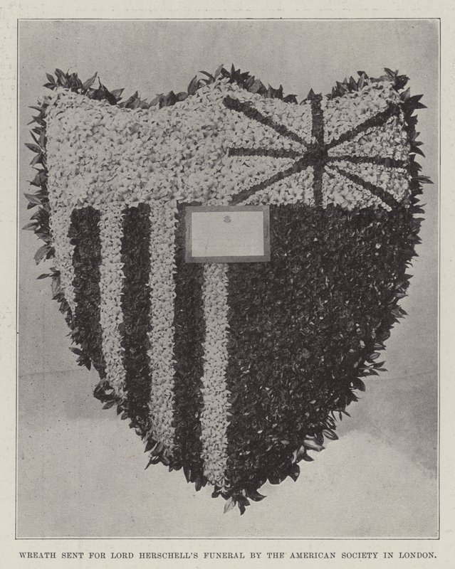 Krans gestuurd voor de begrafenis van Lord Herschell door de American Society in Londen door English Photographer