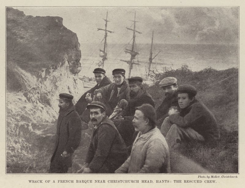 Wrak van een Franse Bark bij Christchurch Head, Hants, de Geredde Bemanning door English Photographer
