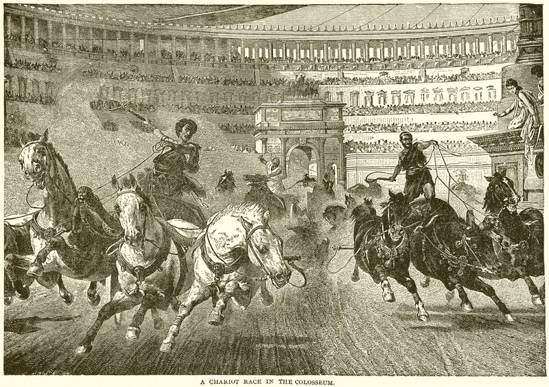 Een wagenrace in het Colosseum door English School