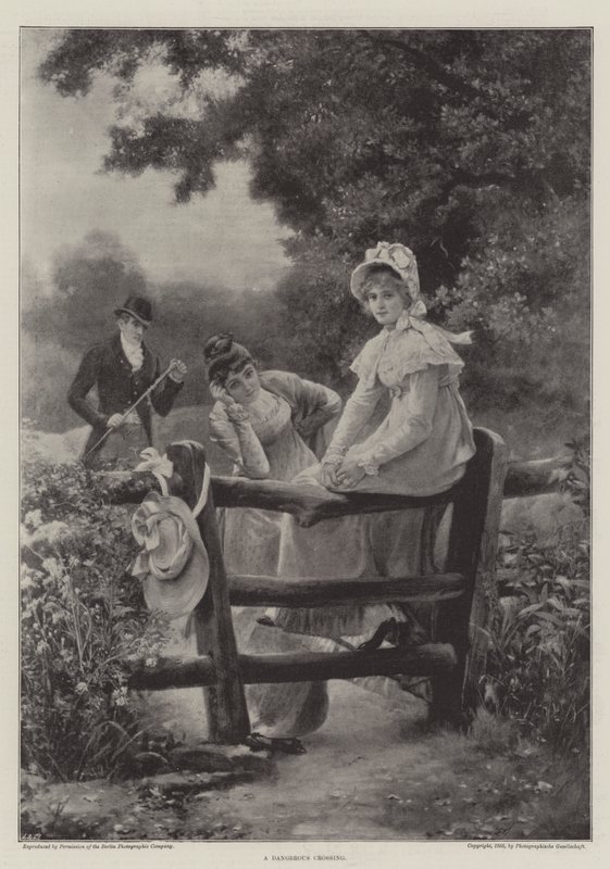 Een gevaarlijke oversteek (gravure) door English School