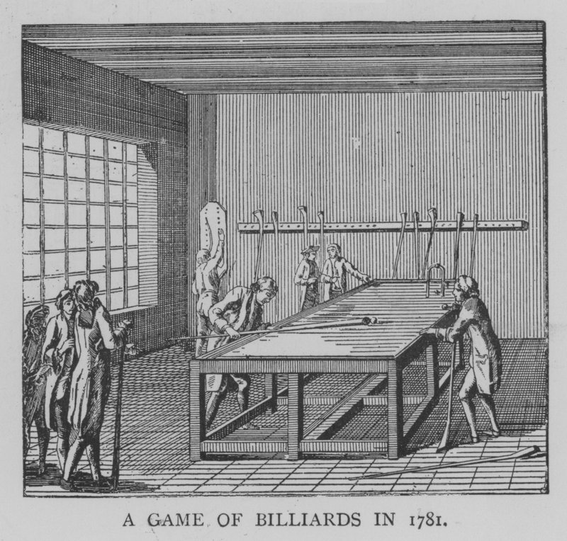 Een spel biljart in 1781 door English School
