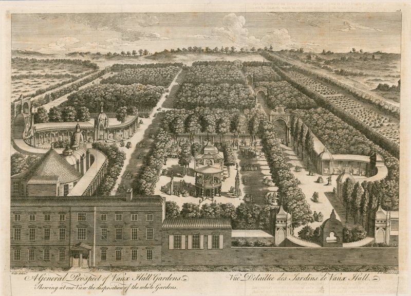 Een algemeen uitzicht op Vauxhall Gardens door English School