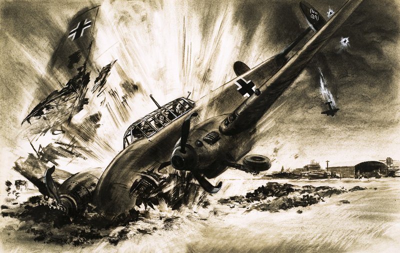 Een Messerschmitt maakt een noodlanding door English School