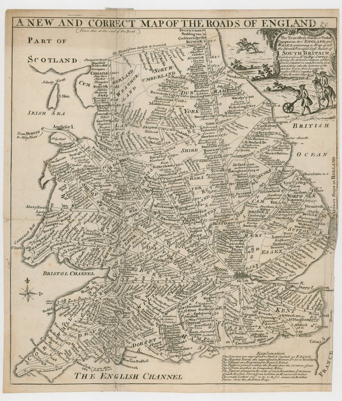 Een nieuwe en correcte kaart van de wegen van Engeland door English School