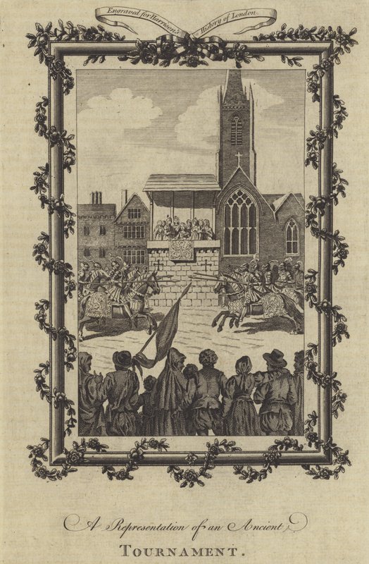 Een voorstelling van een oud toernooi (gravure) door English School