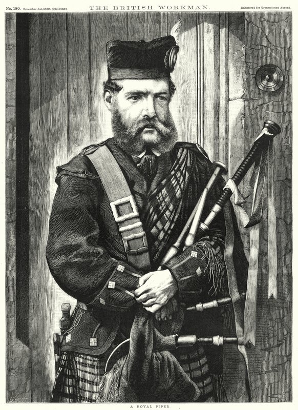 Een koninklijke pijper (gravure) door English School