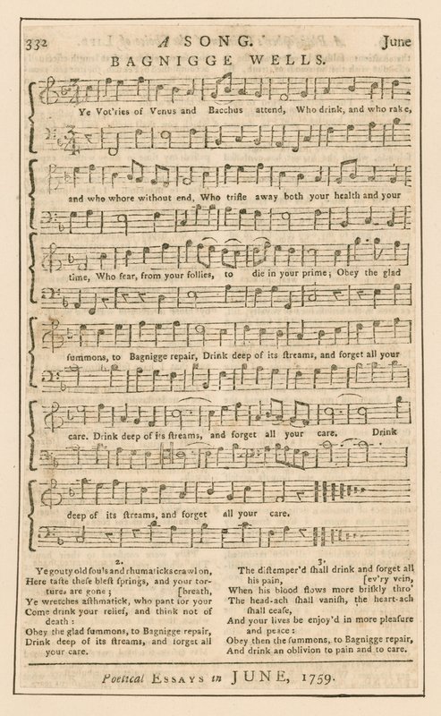 Een lied: Bagnigge Wells, Londen; muziek door English School