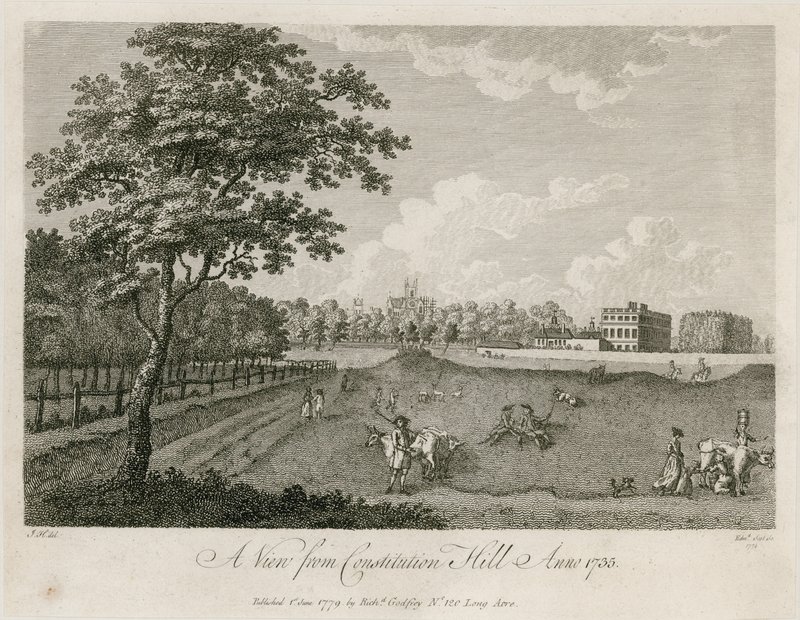 Een uitzicht vanaf Constitution Hill, 1735 door English School