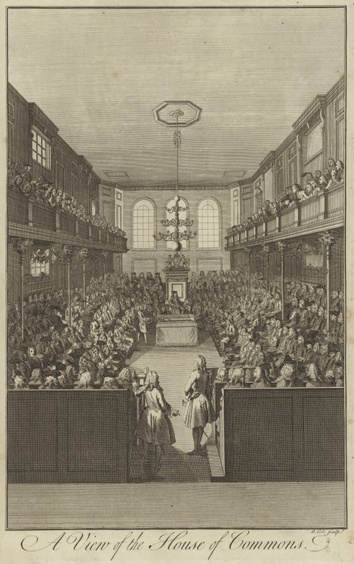 Een aanzicht van het Lagerhuis, Westminster door English School