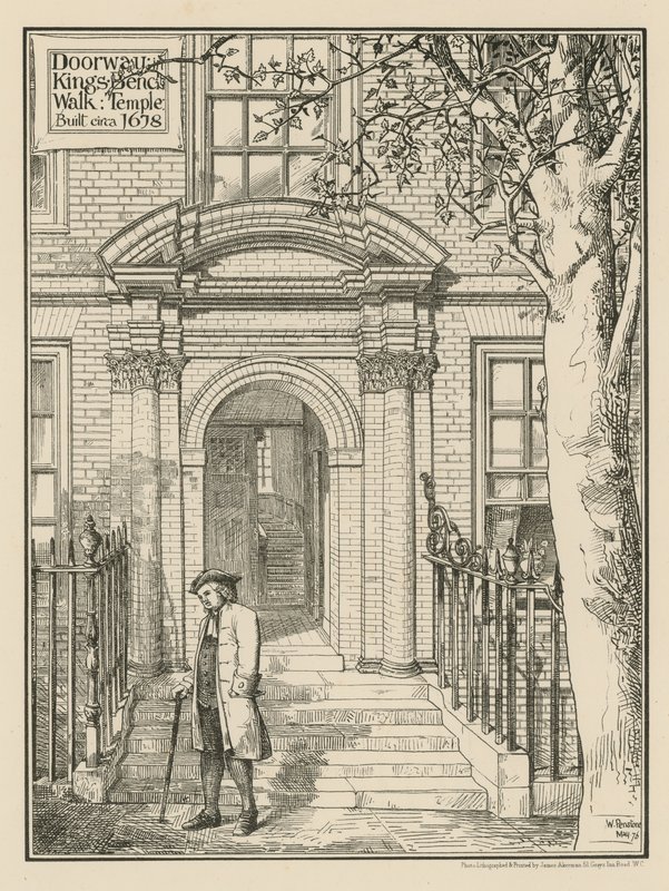 Een deur op Kings Bench Walk in de Temple door English School