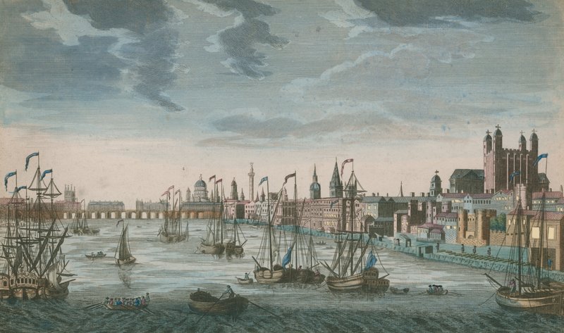 Een algemeen overzicht van zeilvaartuigen op de wateren van de Theems door English School