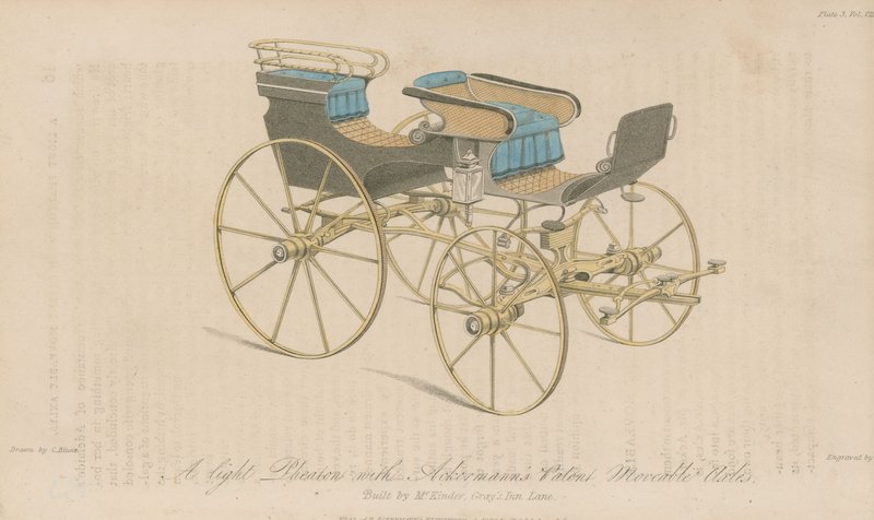 Een lichte Phaeton met Ackermanns patent beweegbare assen door English School
