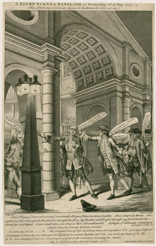Een nachtscène in Ranelagh, Londen, op 6 mei 1752 door English School