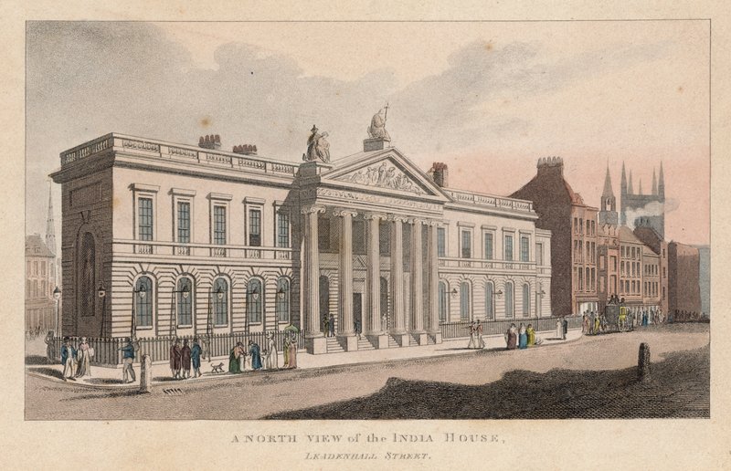 Een noordelijk uitzicht van India House, Leadenhall Street door English School