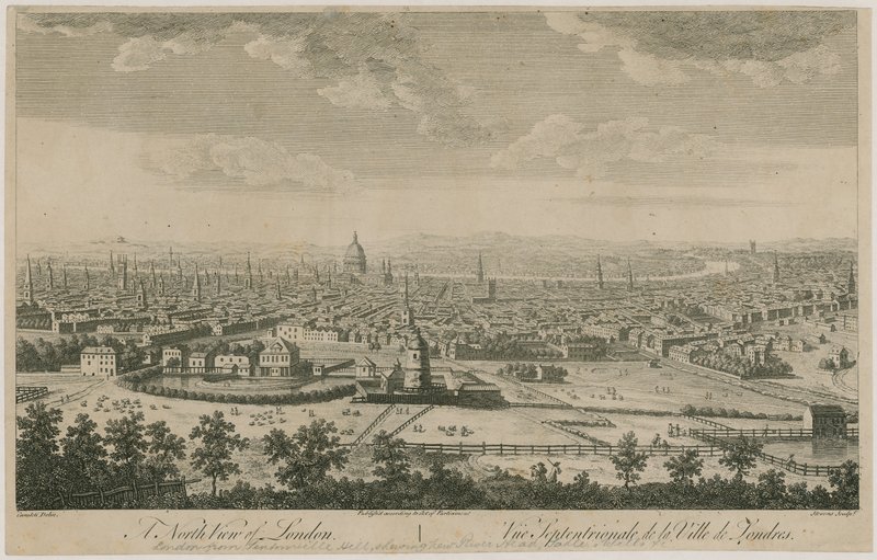 Een noordelijk uitzicht op Londen. Vanaf Pentonville Hill door English School