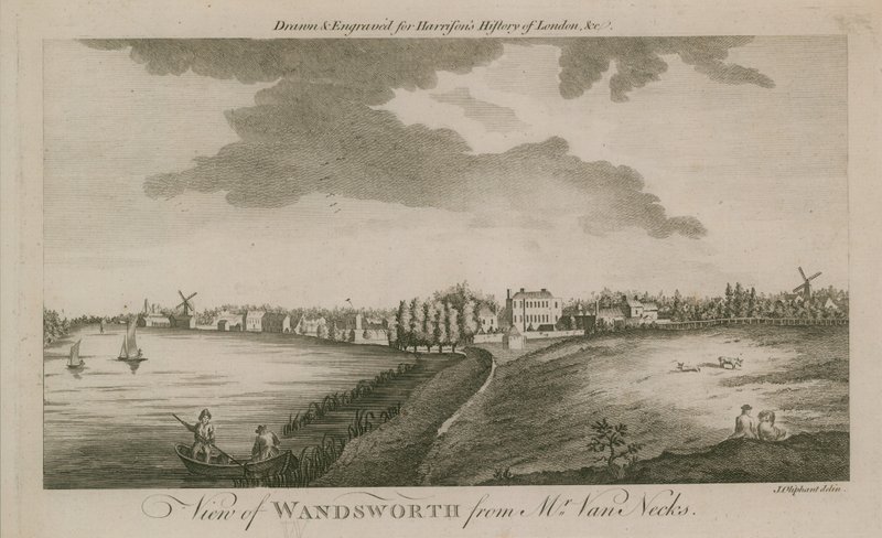 Een uitzicht op Wandsworth vanaf Mr. Van Necks door English School
