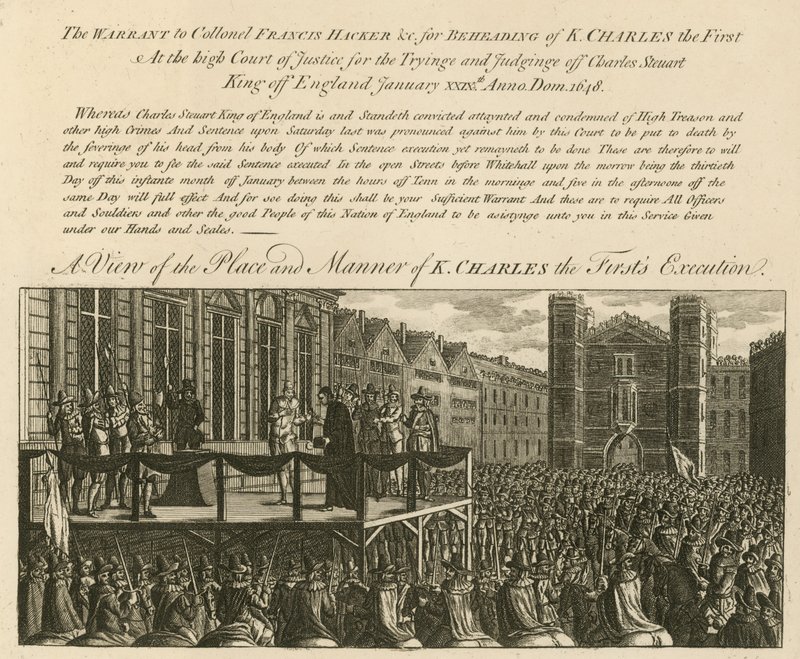 Een uitzicht op de plaats en wijze van de executie van koning Karel I door English School