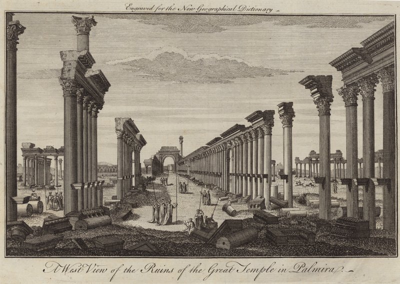 Een westelijk uitzicht op de ruïnes van de Grote Tempel in Palmira door English School