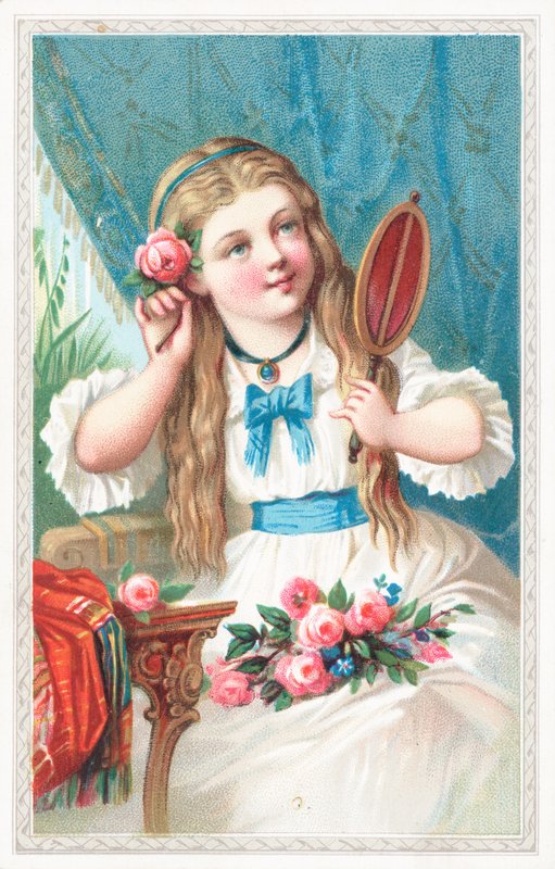 Een jong meisje met een bloem in haar haar door English School