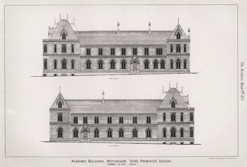 Academische gebouwen, Nottingham, derde bekroonde ontwerp door English School
