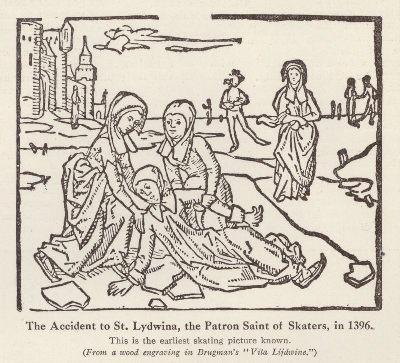 Ongeluk van St. Lydwina, beschermheilige van schaatsers, in 1396 door English School