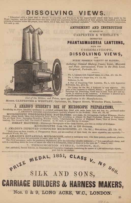 Advertentie voor Phantasmagoria Lantaarns door English School