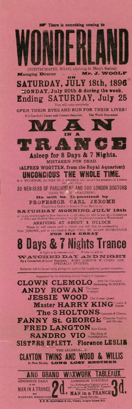 Advertentie voor Wonderland, Whitechapel Road, Londen door English School