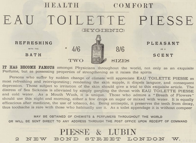 Advertentie, Eau Toilette Piesse door English School