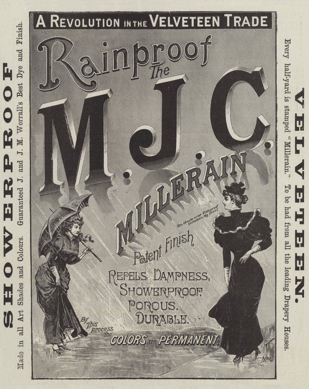 Advertentie, M J C Millerain (gravure) door English School