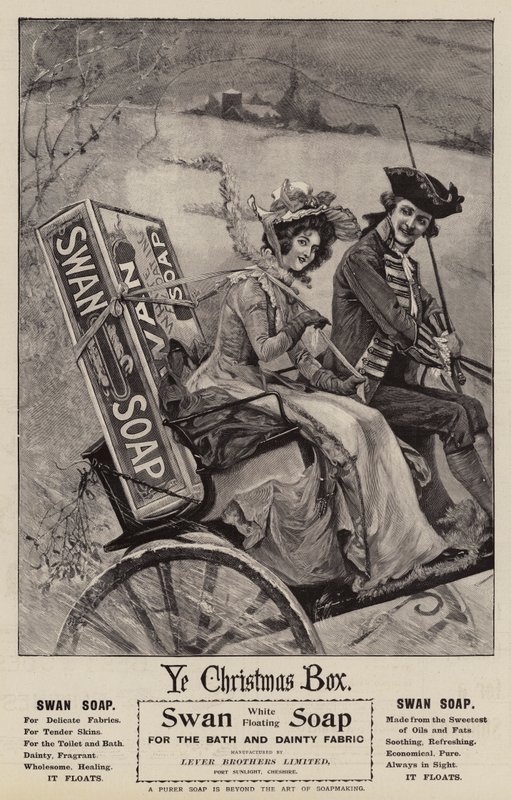Advertentie, Zwanenzeep (gravure) door English School