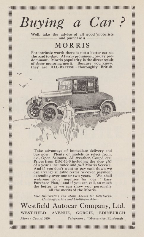 Advertentie voor Morris auto