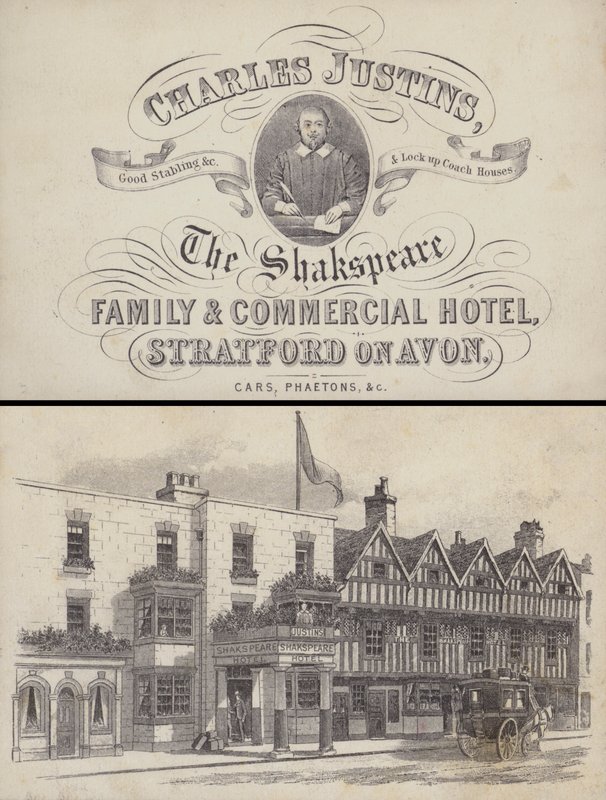Advertentie voor The Shakspeare Hotel, Stratford on Avon, Warwickshire door English School