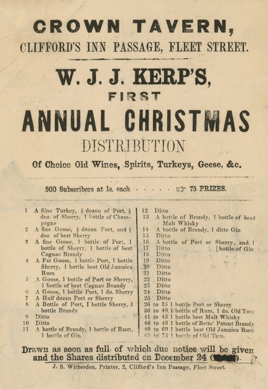 Advertentie voor W J J Kerps eerste jaarlijkse kerstverdeling door English School
