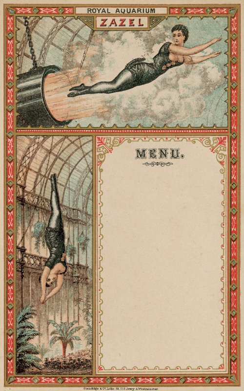 Advertentie voor Zazel de Menselijke Kanonskogel door English School