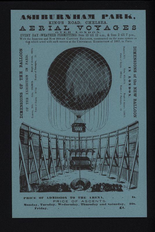 Advertentie voor verankerde ballonvaarten vanuit Ashburnham Park, King