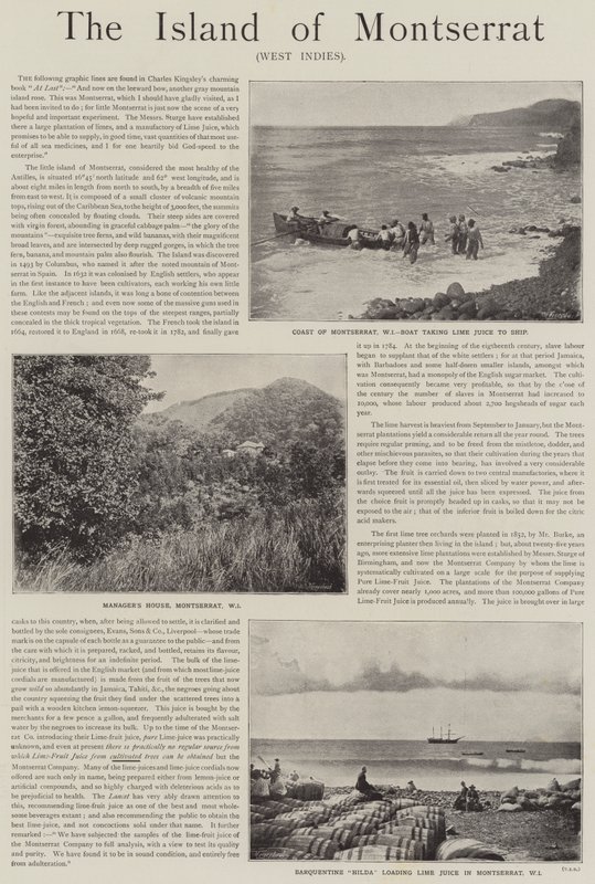 Advertentie, het eiland Montserrat, West-Indië (gravure) door English School