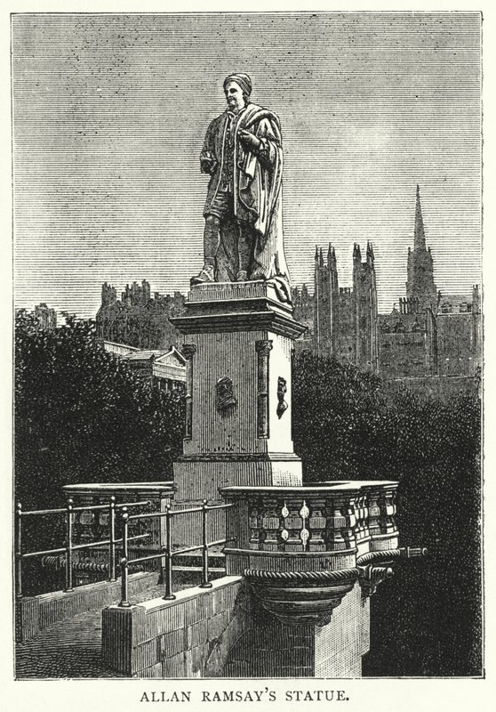 Standbeeld van Allan Ramsay (gravure) door English School