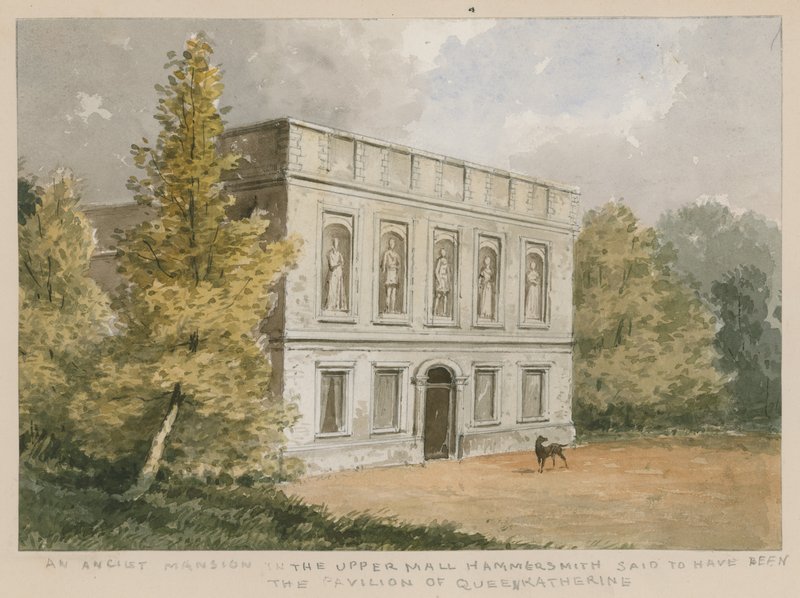 Een oud herenhuis in de bovenste mall, Hammersmith, naar verluidt het paviljoen van koningin Katherine door English School