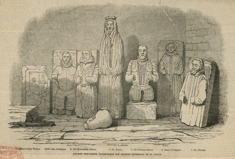 Oude monumenten onder de huidige kathedraal van St. Pauls door English School