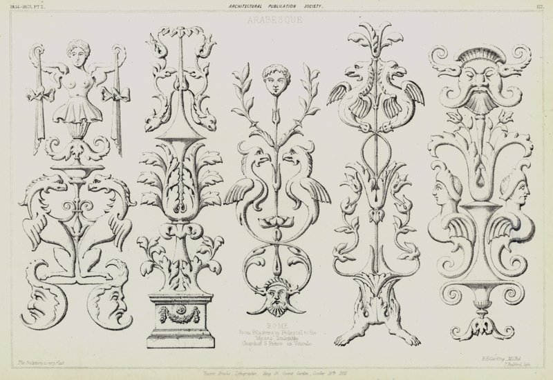 Arabeske pilasters van het graf van paus Julius II door Michelangelo in de kerk van San Pietro in Vincoli, Rome, Italië door English School