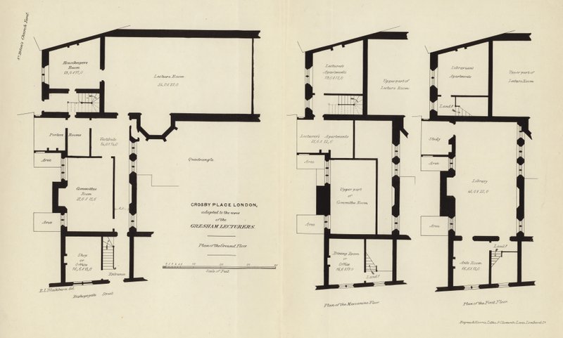 Architectonische plannen van Crosby Place door English School