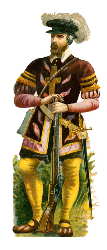 Haakbusschutter uit de tijd van koning Hendrik VIII, 1509-47 door English School